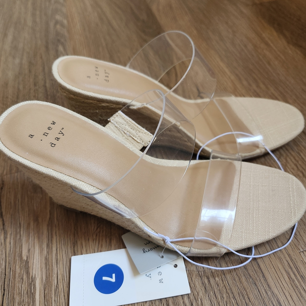 a new day Clear Strap Tan Wedges - Picture 2 of 5